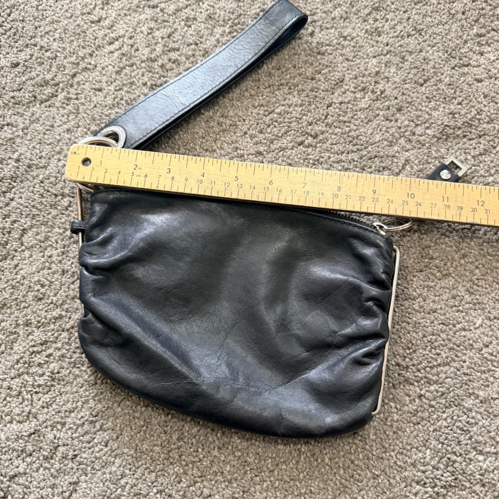 Diesel Black Leather Wristlet Pouch Clutch Bag Silver Hardware Only The Brave - Picture 5 of 7